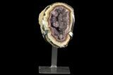 Druzy Amethyst Cluster With Banded Agate Rind - Metal Stand #83733-2